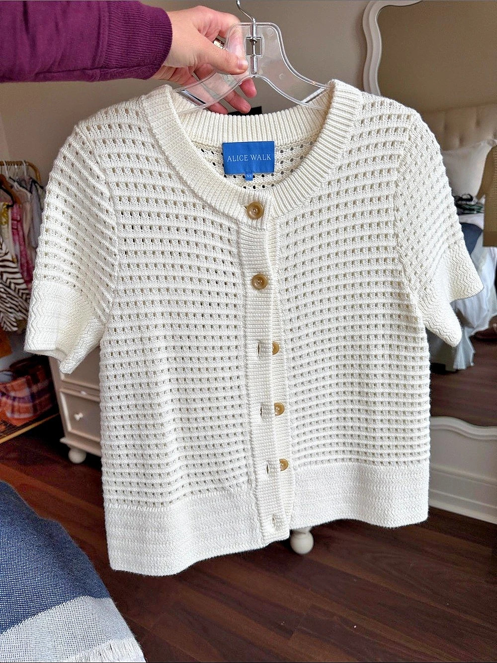Alice Walk Textured Knit Cardigan in Cream Size XS Like New